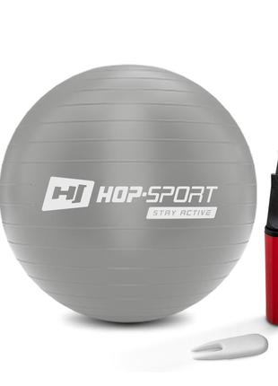 М'яч для фітнесу фітбол hop-sport 45 см сріблястий + насос 2020