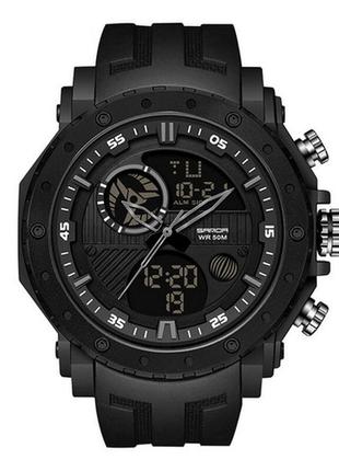 Спортивний тактичний годинник sanda 6012 all black протиударний водостійкий