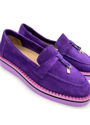 Фіолетові жіночі туфлі лофери bengzo baldini.
