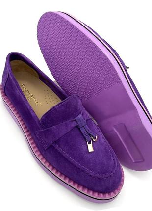 Фиолетовые женские туфли лоферы bengzo baldini.4 фото