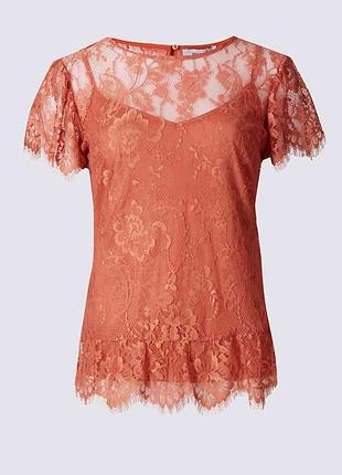 Sale кружевной топ 2в1 от marks&spencer майка и гипюр р.14