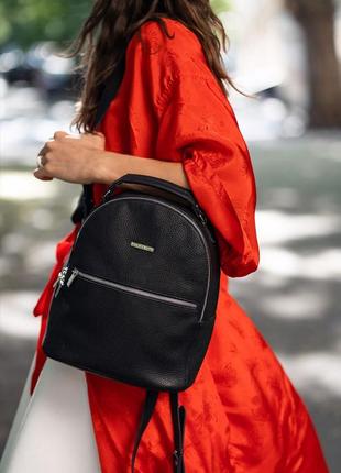 Рюкзак-сумка кожаный женский черный