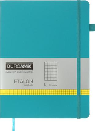 Нотатник buromax etalon 190x250 мм 96 аркушів у клітинку обкладинка зі штучної шкіри бірюзовий