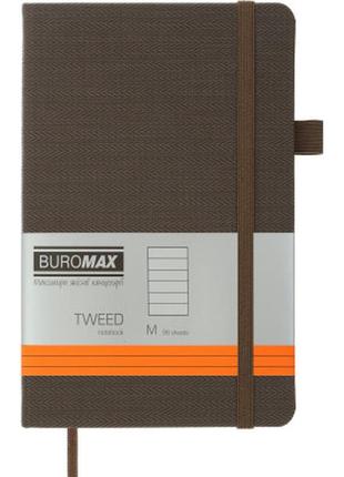 Нотатник buromax tweed 125x195 мм 96 аркушів у лінійку обкладинка зі штучної шкіри сірий (bm.291263-09)