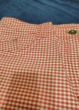 Капри - бриджи, укороченные штаны - брюки в клетку «виши»/красные с белым5 фото