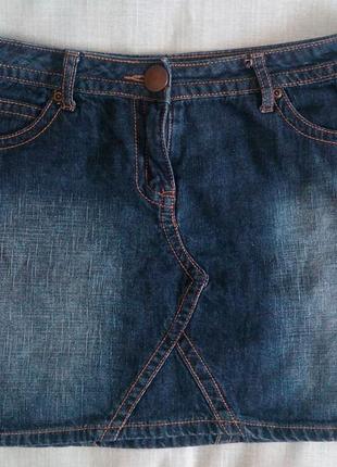 Синяя джинсовая мини юбка2 фото