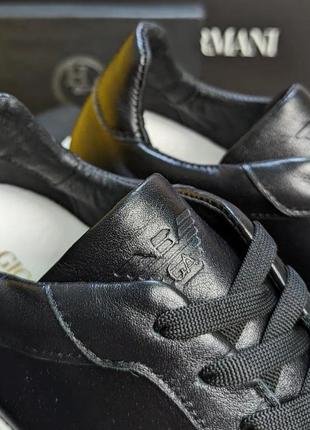 Кожаные кроссовки armani черные / мужские классические кроссовки армани2 фото