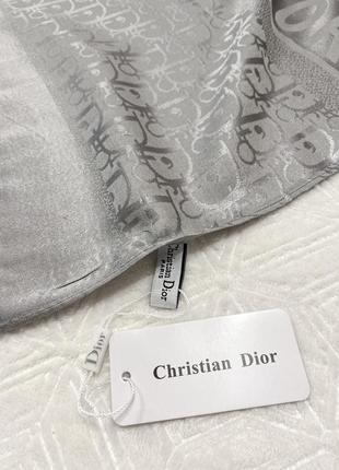 Палантин шарф серый шелковый в стиле dior3 фото