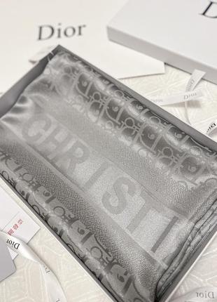 Палантин шарф серый шелковый в стиле dior4 фото