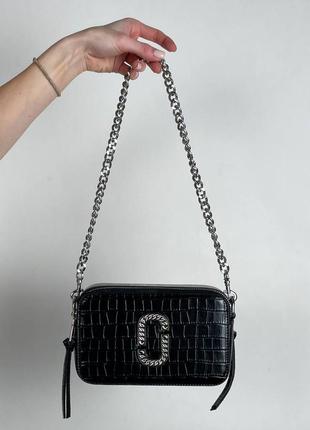 Жіноча сумка marc jacobs  croc embossed bag black7 фото