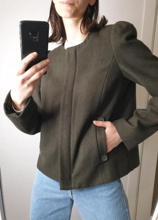 65% вовна 🔥 шикарный качественный шерстяной жакет кардиган блейзер пиджак пальто укороченное4 фото