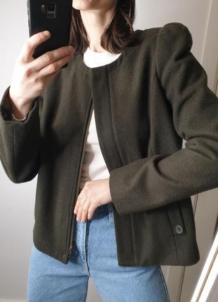 65% вовна 🔥 шикарный качественный шерстяной жакет кардиган блейзер пиджак пальто укороченное2 фото