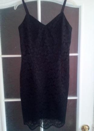 Маленькое черное гипюровое платье etam раз.s-м.1 фото
