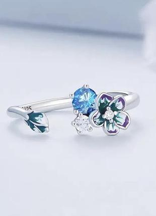 Колечко кольца серебряная серьги комплект «весенние цветы»1 фото