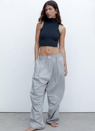 Бесшовный топ в рубчик zara