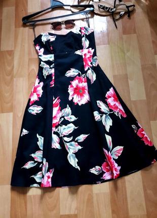 Класна котонова сукня-бюстьє в квіти