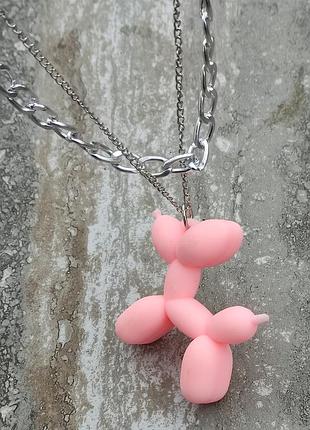 Кольє кулон собачка +двоярусний ланцюжок