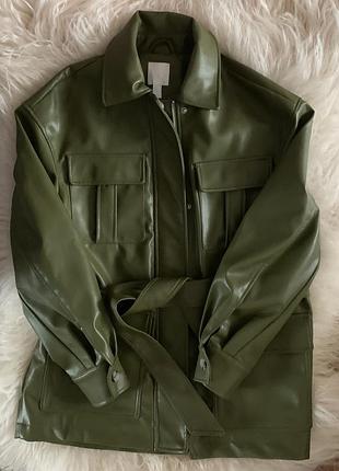Кожаное пальто h&m