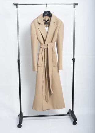 В наличии🔥 новое шерстяное пальто zara бежевое пальто с поясом пальто халат длинное осеннее пальто5 фото