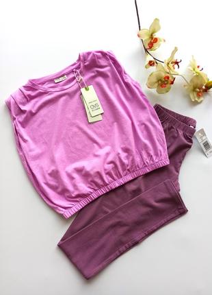 Комплект для дівчинки футболка топ ovs + легінси для дівчинки idexe рожевий (152 см)