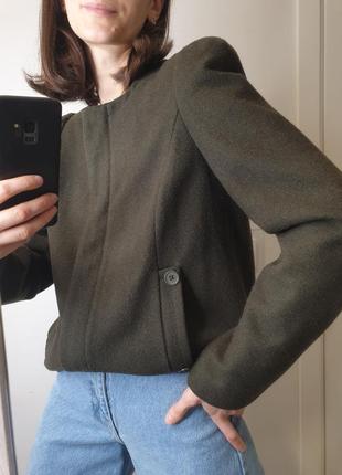 65% вовна 🔥 шикарный качественный шерстяной жакет кардиган блейзер пиджак пальто укороченное8 фото