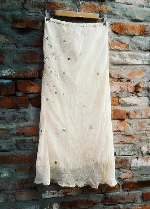 Дания gugkenheim юбка с пайетками длинная макси нюд нюдовая