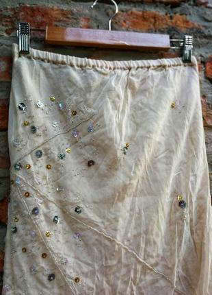 Дания gugkenheim юбка с пайетками длинная макси нюд нюдовая2 фото