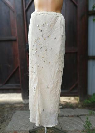 Дания gugkenheim юбка с пайетками длинная макси нюд нюдовая4 фото