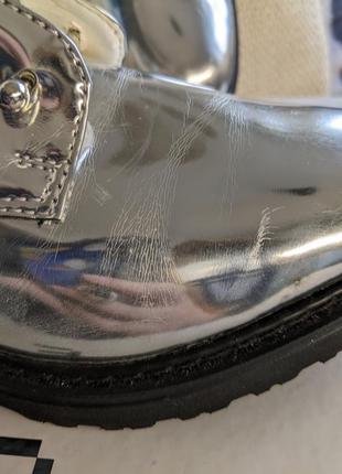 Дерби броги лоферы туфли металлик серебро 377 фото