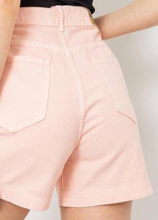 Джинсовые однотонные женские шорты цвет персиковый3 фото