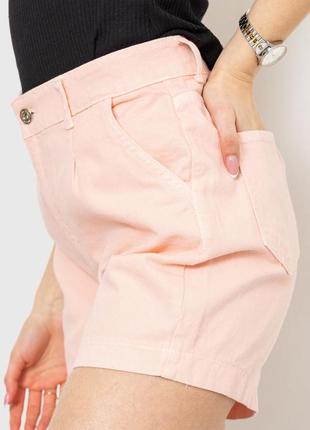Джинсовые однотонные женские шорты цвет персиковый2 фото