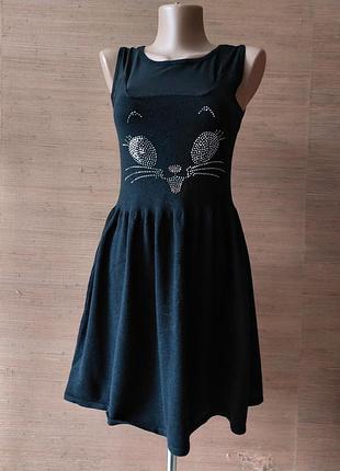 ❤️💙💖 мягкое интересное платье со стразами в виде котика