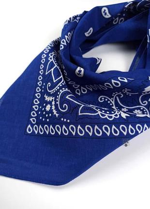 Бандана маленький платок повязка хлопок платок на голову шею лицо руку пейсли синяя новая2 фото