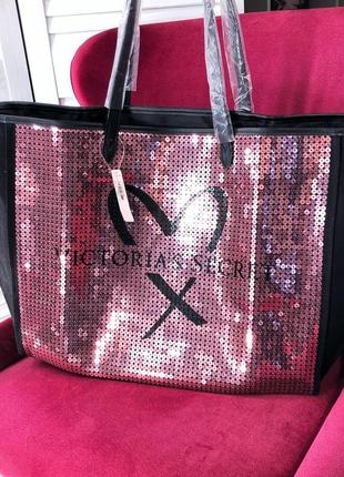Нова фірмова сумка victoria's secret вікторія сікрет оригінал vs сша текстильна пляжна міська шопер4 фото