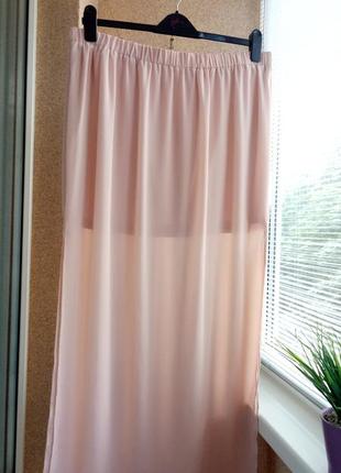 Красивая стильная нежная юбка пудроаого цвета3 фото