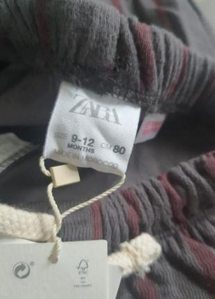 Zara коттоновые штанишки с подкладкой оригинал заказы на официальном сайте4 фото