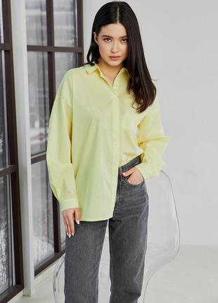 Классическая желтая хлопковая блуза рубашка