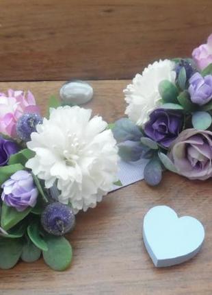 Комплект бутоньерок  в стиле purple wedding6 фото