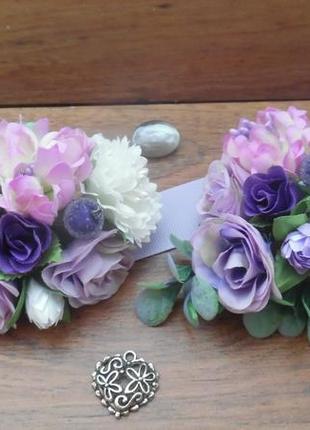 Комплект бутоньєрок в стилі purple wedding8 фото