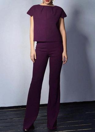 Костюм брюки та блуза фіолетового ягідного кольору на шовковій підкладці1 фото