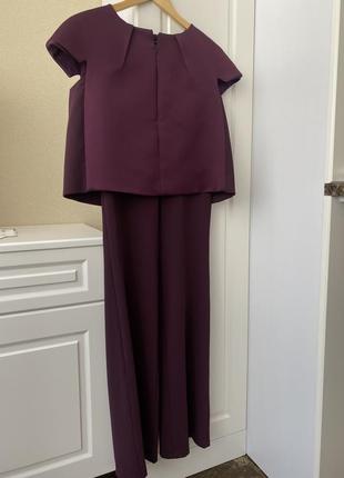 Костюм брюки та блуза фіолетового ягідного кольору на шовковій підкладці3 фото