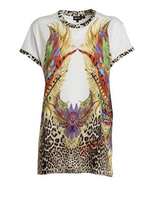 Брендовая футболка удлиненная футболка с ярким принтом блуза топ котоновая футболка just cavalli