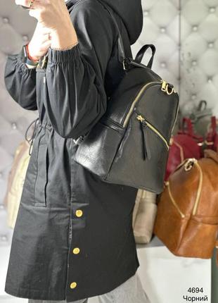 Рюкзак женский городской маленький черный10 фото