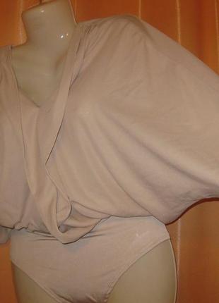 Легкий шифоновый удобный боди блузка топ рубашка primark км 1625 большой размер бежево телесный2 фото