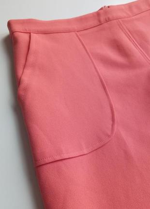 Красивая стильная юбка трапецией модного кораллового цвета5 фото