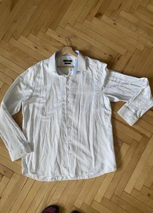 Рубашка белая синие пятнышки xxl 45-46