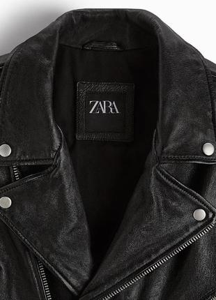 Кожаная куртка косуха вінтаж оверсайз zara оригинал натуральная кожа3 фото