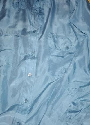 Рубашка женская,винтаж,голубая,натуральный шелк4 фото