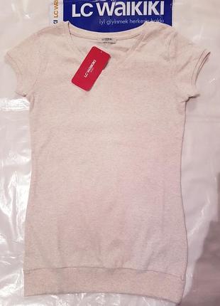 Розовая женская футболка lc waikiki / лс вайкики с v-образным вырезом6 фото