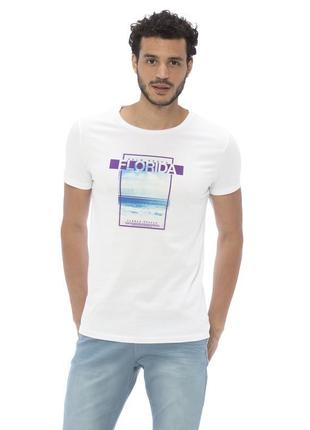 Мужская футболка белая lc waikiki / лс вайкики с надписью florida